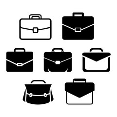 set of black silhouettes of suitcases