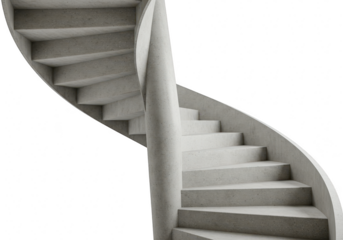 Modern concrete spiral staircase isolated on transparent background