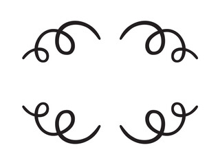 Vector isolated beautiful frame decorative elements for text curlicues calligraphy ink art colorless black and white contour line easy drawing