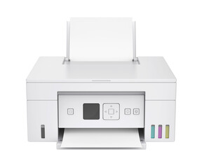 Multifunction inkjet color printer on transparent background