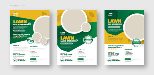 Lawn Care and Gardening Services Flyer Design | Landscaping leaflet design set