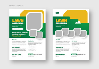 Lawn Care and Gardening Services Flyer Design | Landscaping leaflet design set