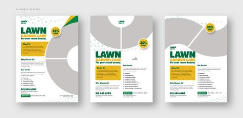 Lawn Care and Gardening Services Flyer Design | Landscaping leaflet design set
