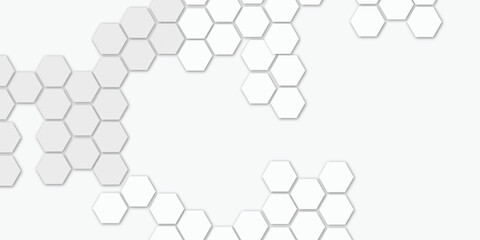 Abstract technology white geometric hexagon on transparent concept design honeycomb shape vector. 