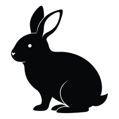Obraz premium Black silhouette of a sitting rabbit animal