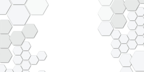 Abstract technology white geometric hexagon on transparent concept design honeycomb shape vector. 