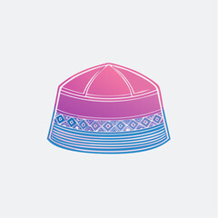 Pink and Blue Gradient Embroidered Hat with Geometric Pattern