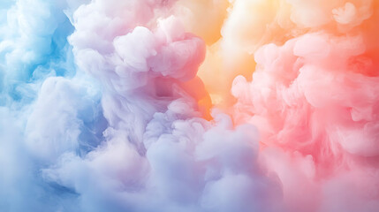 Fototapeta premium Soft gradient of pink, blue, and orange clouds, offering a heavenly and peaceful atmosphere for creative endeavors