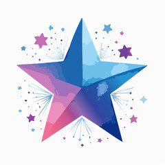 Pink Blue Purple Watercolor Star Burst Sparkle Glitter Celebration
