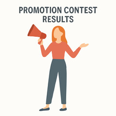 Flat Illustration Female Announcer Holding Megaphone For Promotion Contest Results Announcement