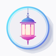 Fototapeta premium Purple and Blue Gradient Hanging Lantern in a Circular Frame