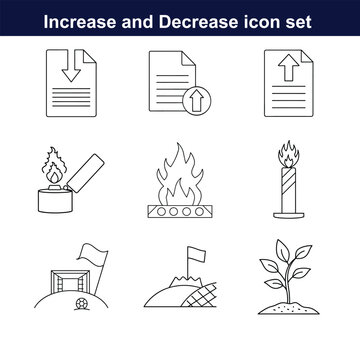 increase and decrease line art icon set. full editable design on white background. 