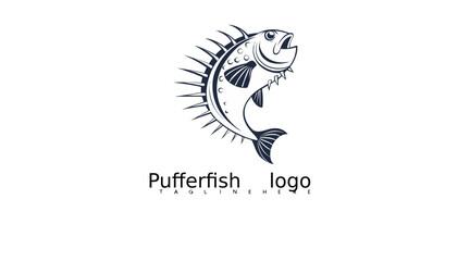 Obraz premium Unique cartoon pufferfish icon vector design for branding. Ideal for ocean-themed product labels, aquarium identity assets, marine sticker illustrations, and seafood restaurants.