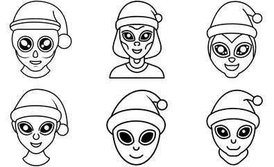 Cute Alien Christmas Characters