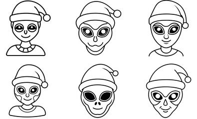Cute Alien Christmas Characters
