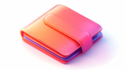 Pink and Orange Gradient Leather Wallet 3D Rendering