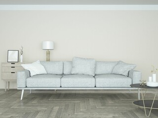 A beautifully arranged living room featuring a couch, a table, and a lamp