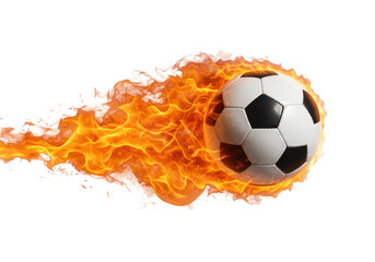 Fototapeta premium Fiery soccer ball isolated on transparent background