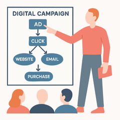 Flat Illustration Digital Campaign Presentation Man Presenting to Audience