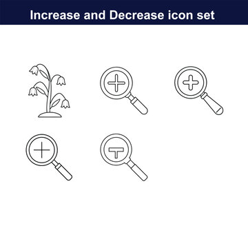 increase and decrease line art icon set. full editable design on white background. 