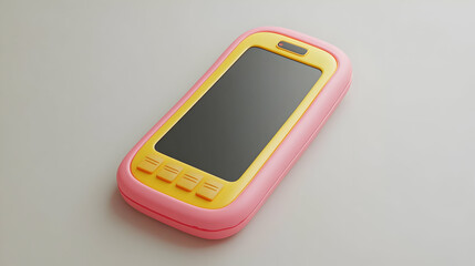 Pink and Yellow Mobile Phone 3D Render