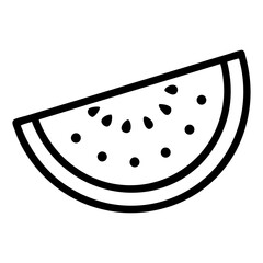 Watermelon Slice Outline with Seeds Icon