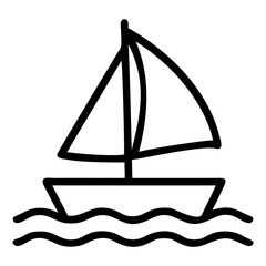 Sailboat icon sailing on water line art design