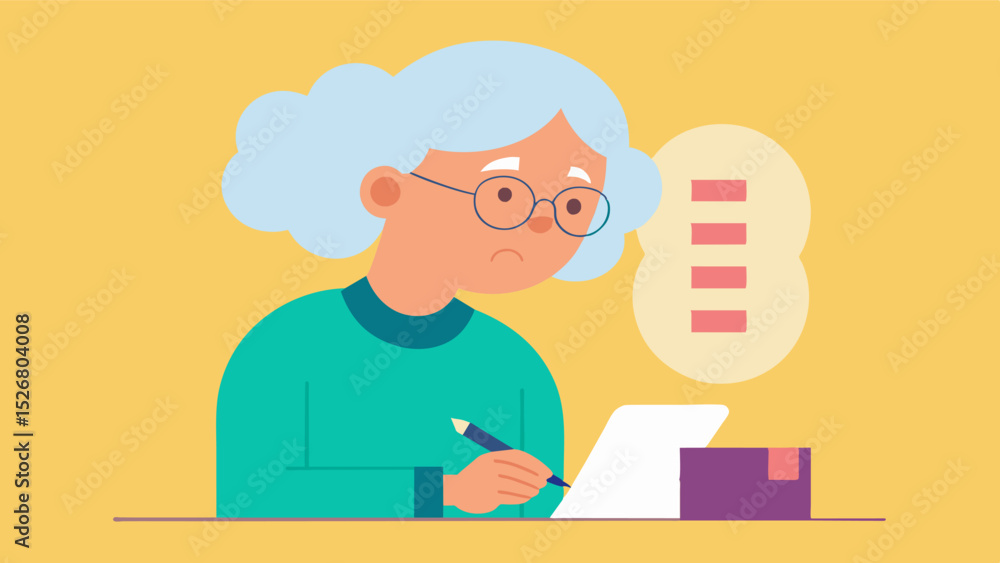 Poster an elder woman is shown completing a timed verbal fluency test where she has to name as many words a