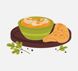 Butter Egg Curry with Parotta Illustration