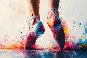 Colorful ballet shoes showcase vibrant dance styles in artistic formation
