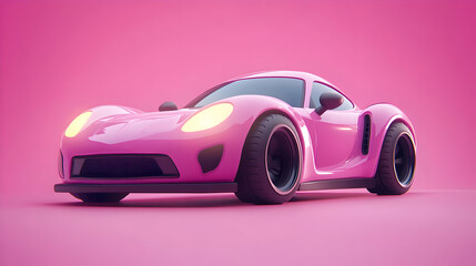 Pink Low Poly Sports Car 3D Render