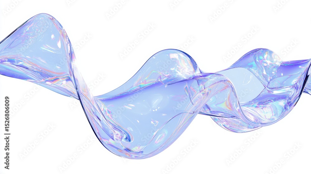 Poster transparent wave with iridescent colors is splashing and creating a beautiful, dynamic, and elegant 