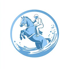 Horse jumping over water, rider in circle