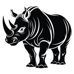 Powerful black rhinoceros silhouette wildlife animal