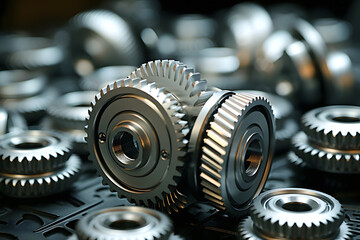 Intricate arrangement of metallic gears showcasing precision engineering and craftsmanship
