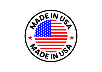 Made in usa label with american flag