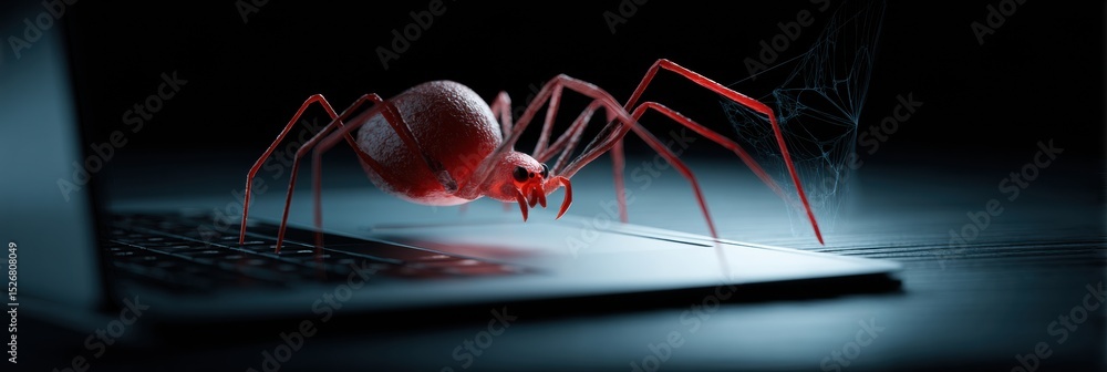 Poster Malicious 3D Malware Emerging From a Web Browser Window in a Dark Digital Environment