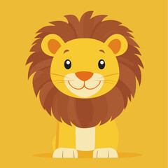 Cartoon lion character on a yellow background