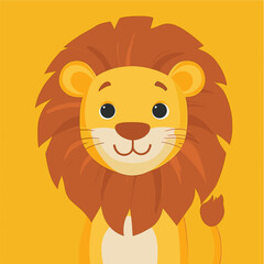 Cartoon lion character on a yellow background