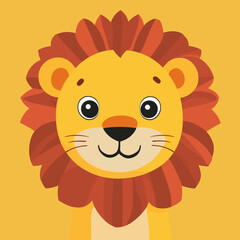 Cartoon lion character on a yellow background
