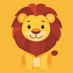 Cartoon lion character on a yellow background