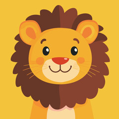 Cartoon lion character on a yellow background