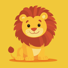 Cartoon lion character on a yellow background
