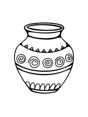Ornate Hand-Drawn Pottery Jar Line Art Illustration