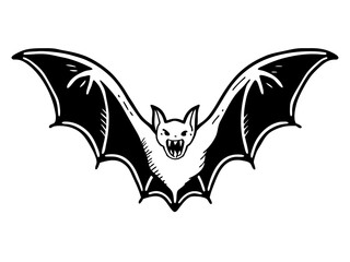 Obraz premium Aggressive Bat Illustration Black and White Vector Graphic