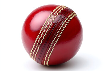 Realistic Cricket Ball with Detailed Texture on White Background