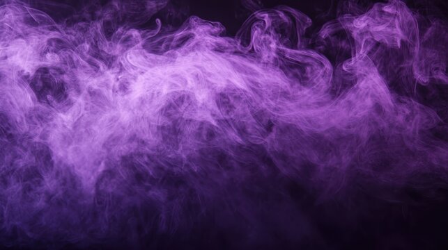 Creative purple lilac smoke Halloween background of floating smoking graphic studio banner misty fog haze atmosphere on monochrome trendy plain back ground cloudy mysterious copy space backdrop