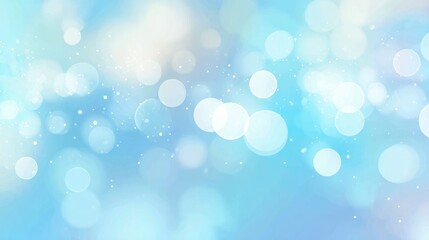Obraz premium Luminous circular shapes and sparkling particles floating over soft blue gradient, generating dreamy ethereal visual texture for graphic design projects