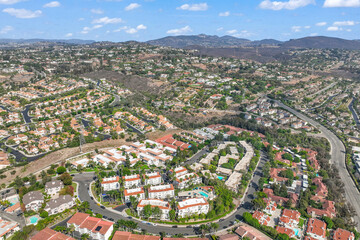 Aerial view of condonium and apartment in Carlsbad, North County San Diego, California, USA.