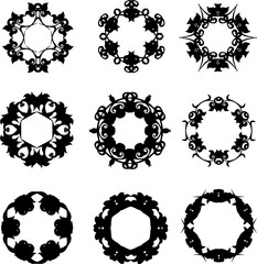 set of black patterns like star and frames